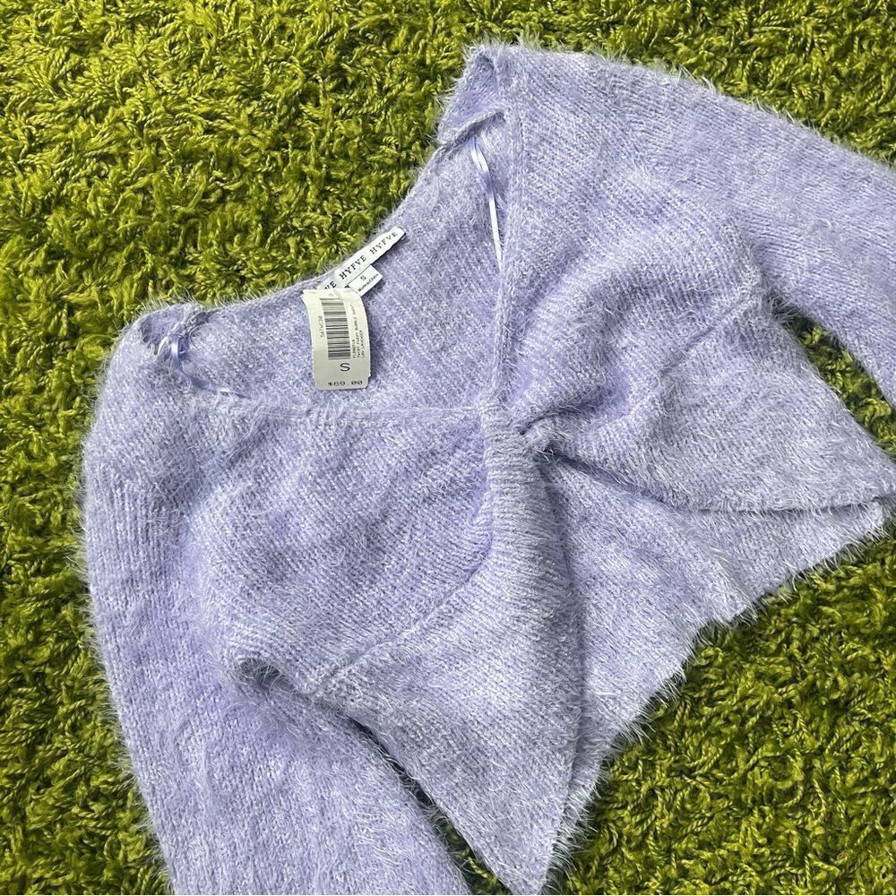 NWT CROP TOP FUZZY PURPLE SWEATER - Picture 5 of 13